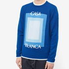 Casablanca Men's Intarsia Logo Crew Knit in Navy