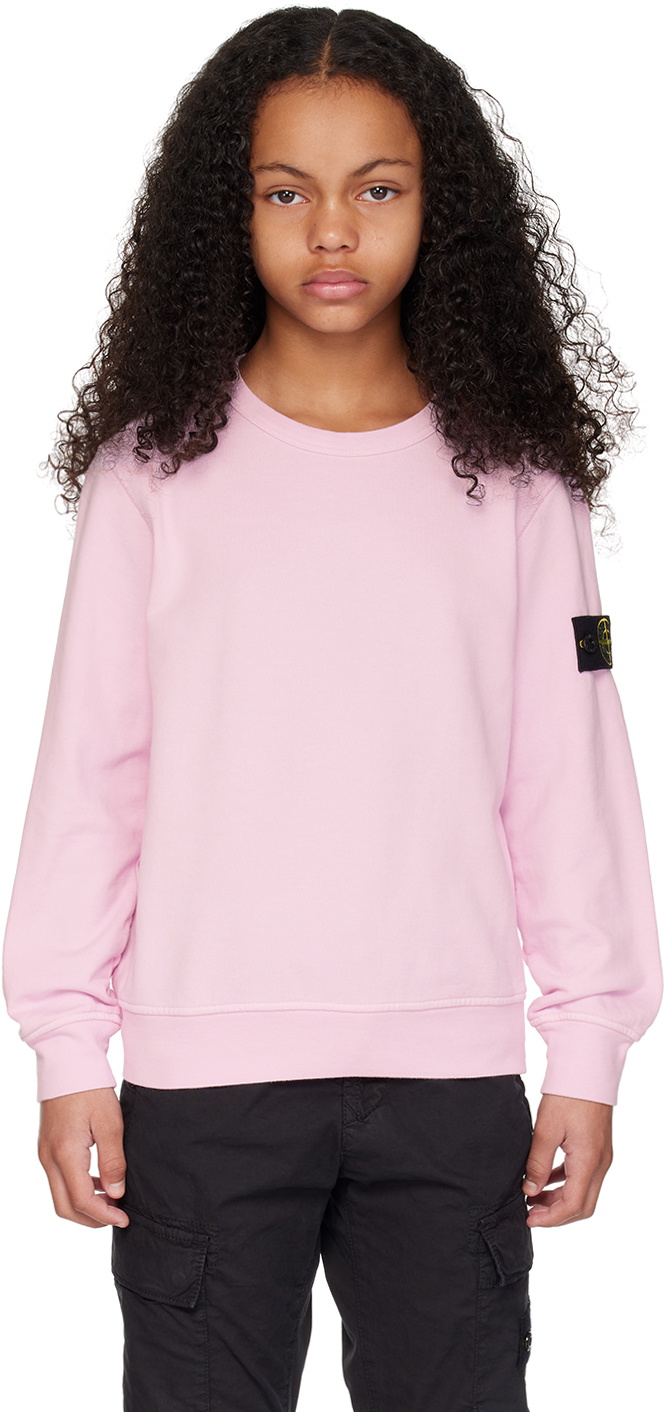 Stone Island Junior Kids Pink Garment Dyed Sweatshirt Stone Island Junior