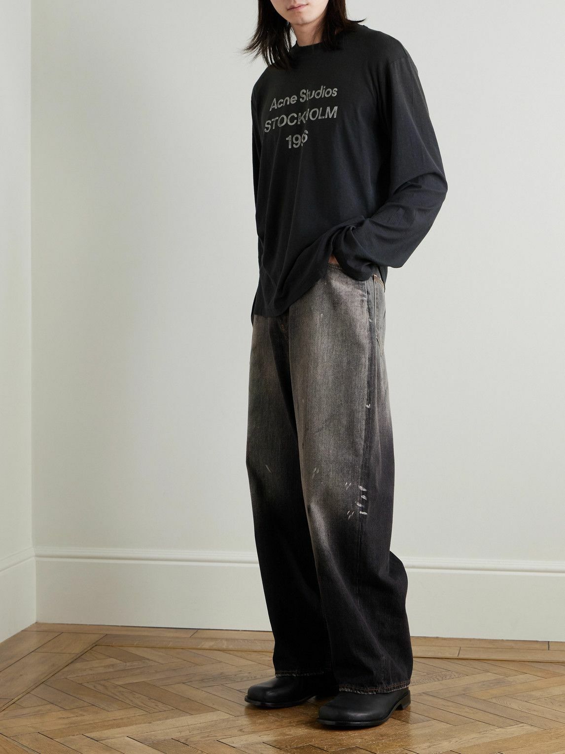 Acne Studios - Edden U 1996 Oversized Logo-Print Distressed Cotton