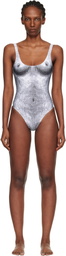 Moschino White & Black Printed Lycra One-Piece Swimsuit