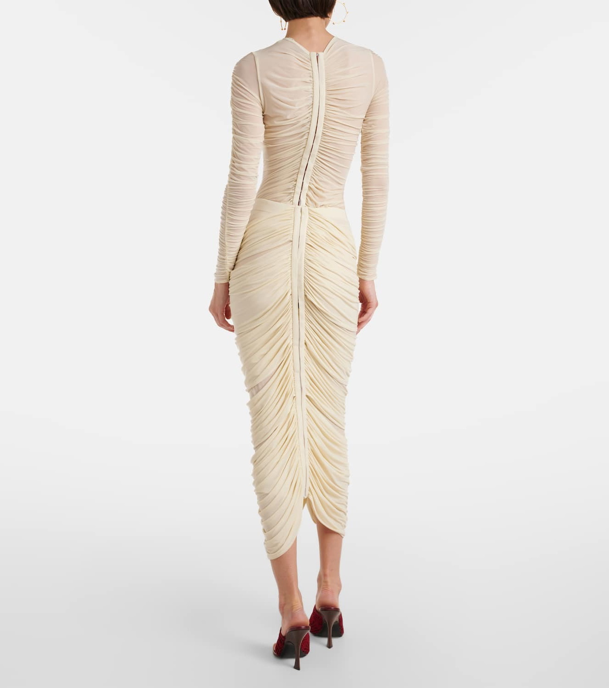 Magda Butrym Floral-appliqué ruched midi skirt
