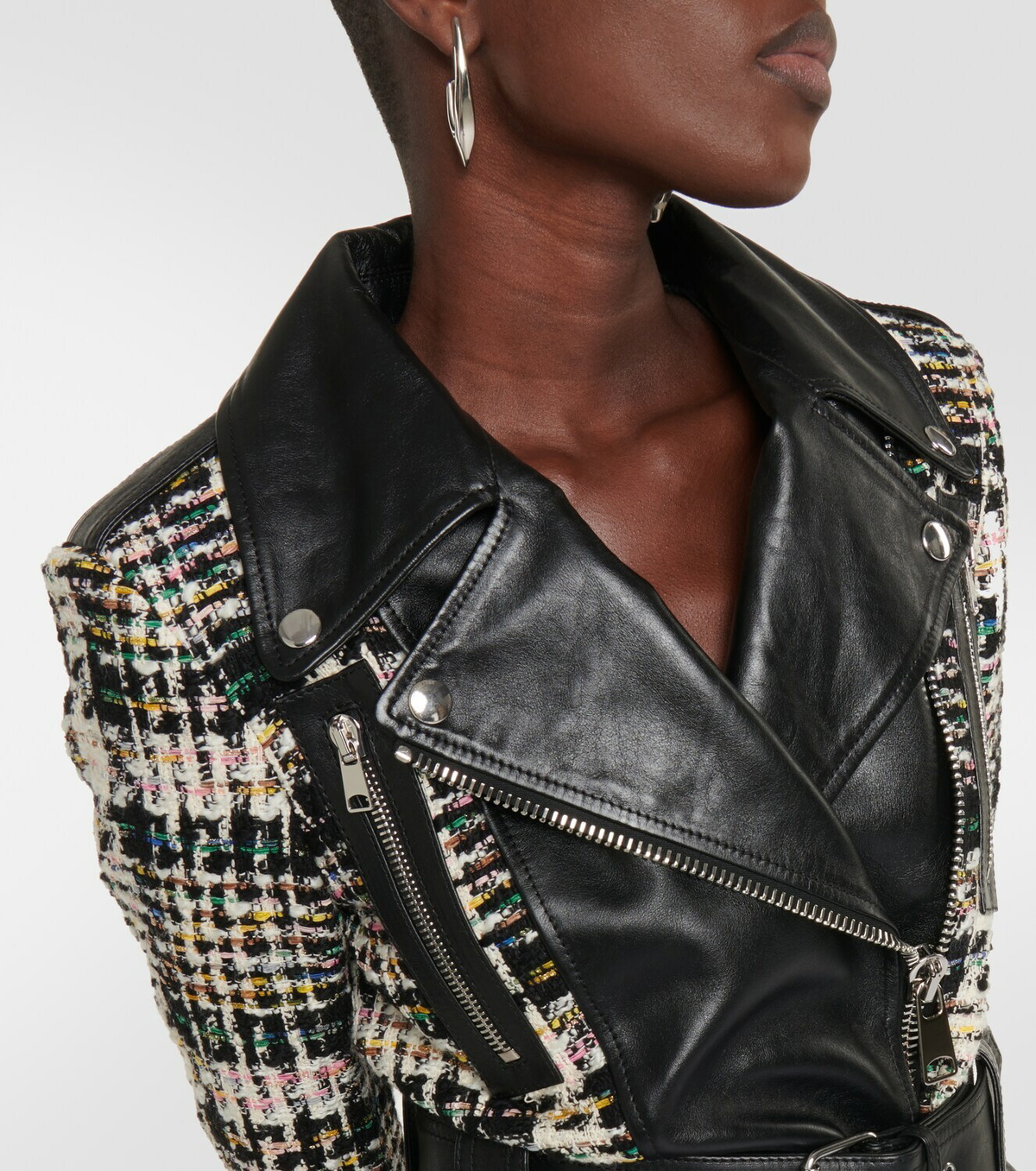 Alexander McQueen Leather-trimmed biker jacket