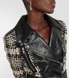 Alexander McQueen Leather-trimmed biker jacket