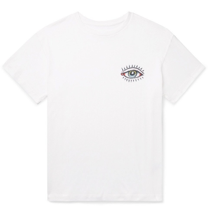 Photo: The Elder Statesman - Printed Cotton and Cashmere-Blend Jersey T-Shirt - White