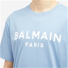 Balmain Men's Paris Logo T-Shirt in Pale Blue/White
