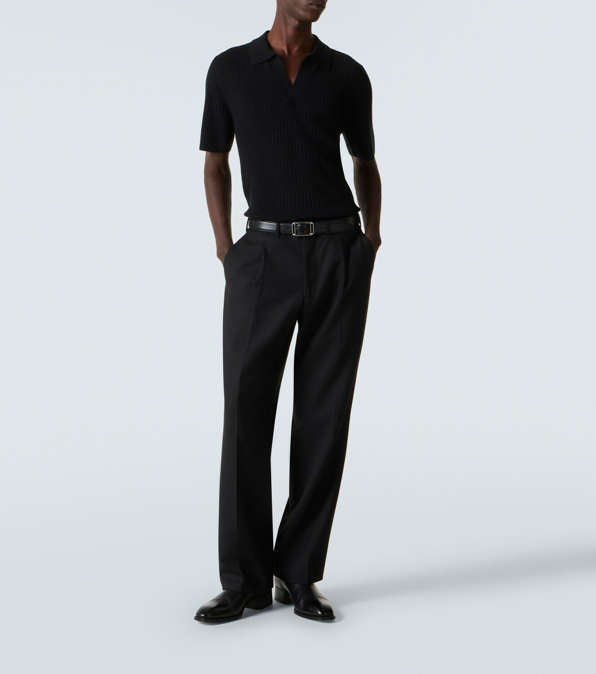 Arch4 Ribbed-knit cashmere polo shirt