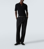 Arch4 Ribbed-knit cashmere polo shirt
