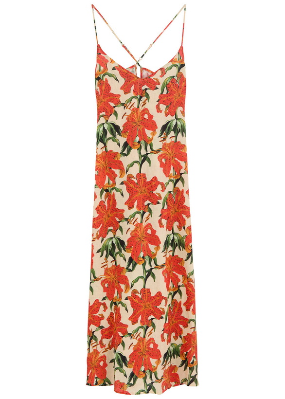 Photo: Desmond & Dempsey Floral-printed Linen Night Dress Orange