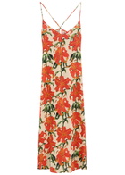 Desmond & Dempsey Floral-printed Linen Night Dress Orange
