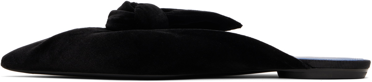 Lanvin Black Midnight Step Velvet Bow Mule Flats