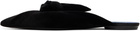 Lanvin Black Midnight Step Velvet Bow Mule Flats