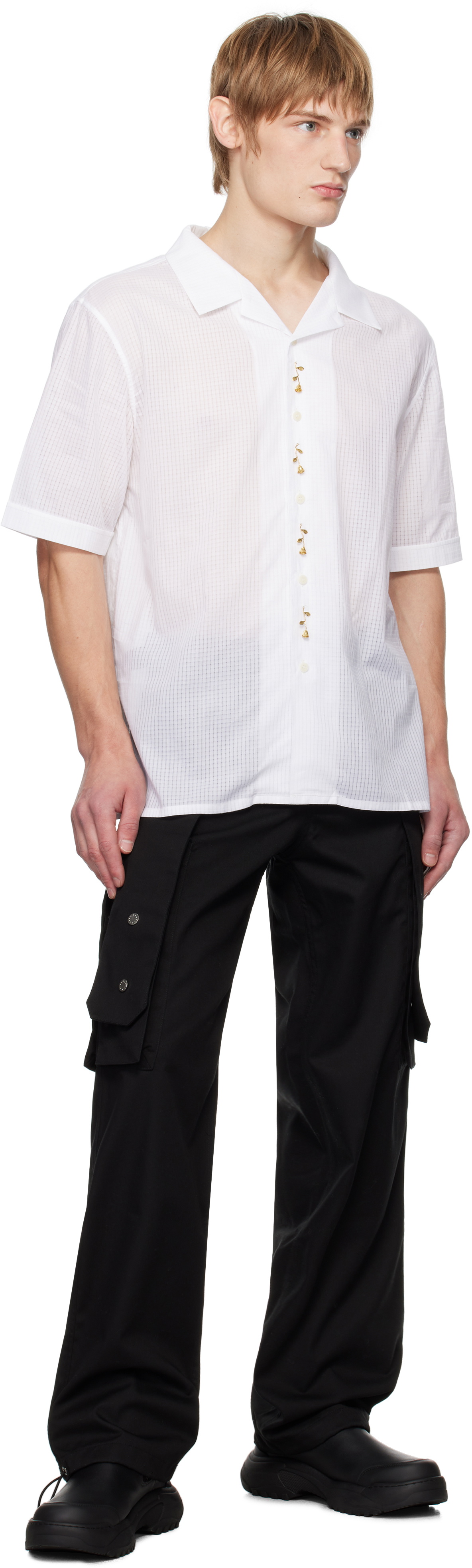 GmbH White Short Sleeve Bowling Shirt
