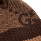 Gucci Men's GG Cashmere Beanie Hat in Beige/Dark Brown