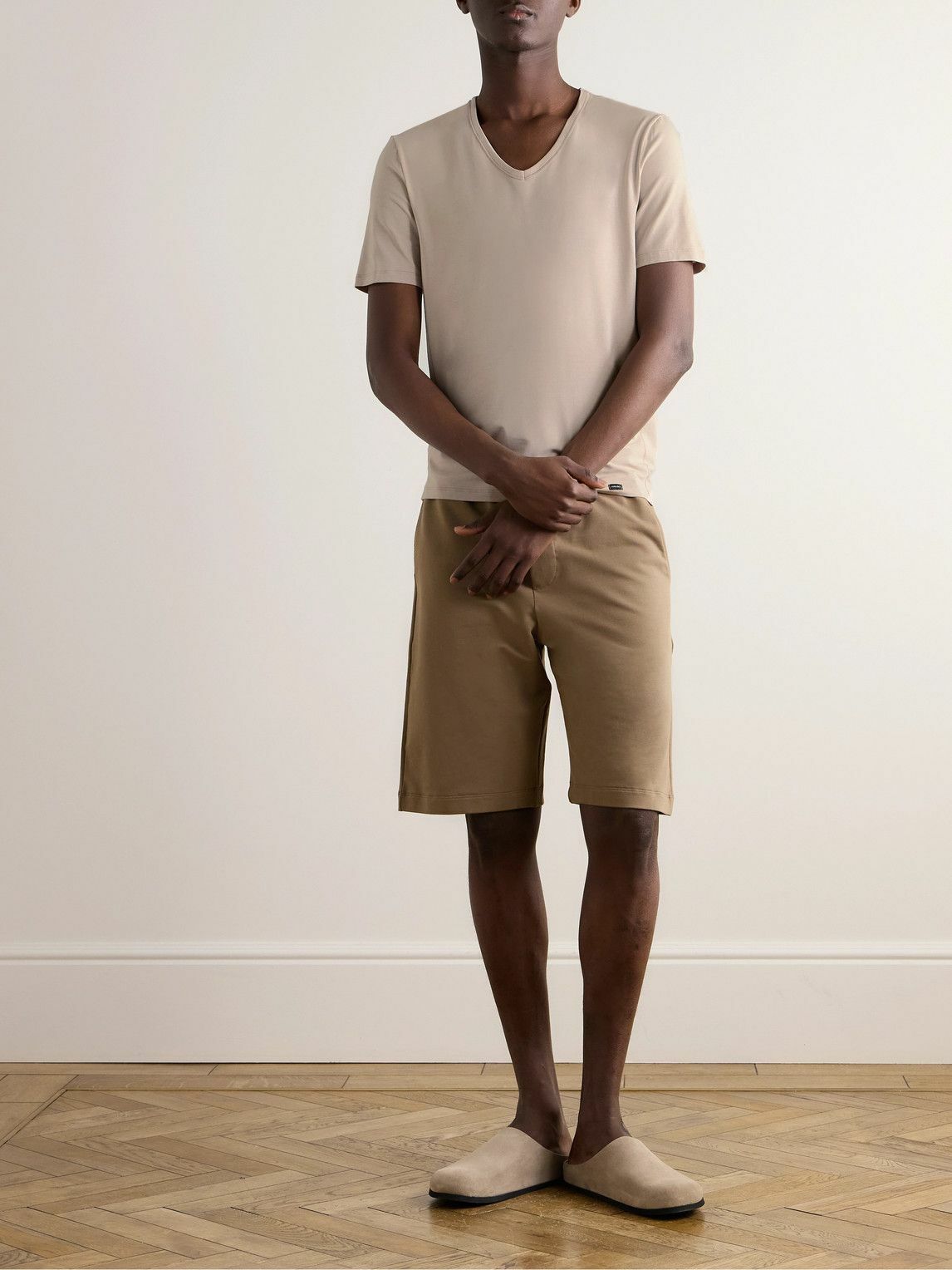 Hanro - Natural Function Stretch-Lyocell and Cotton-Blend Jersey T-Shirt - Brown