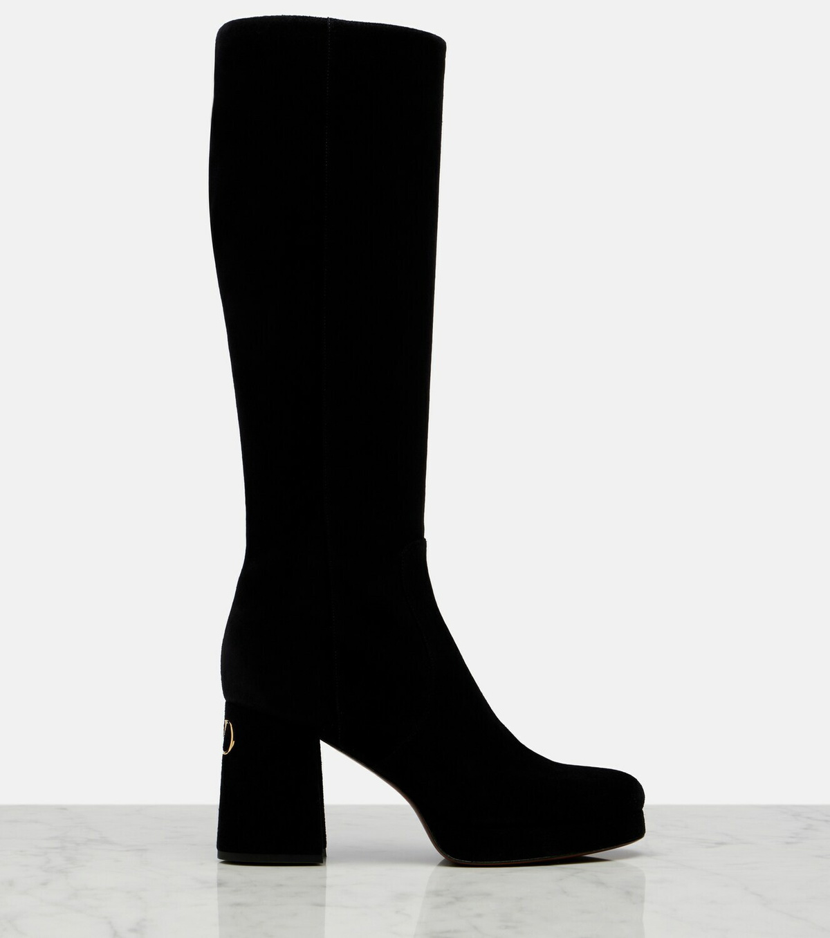 Valentino Garavani Fawcette VLogo suede knee-high boots