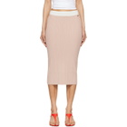 Diesel Pink Ribbed Knit Contrast Waistband Midi Skirt