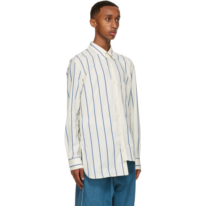 Lanvin Off-White and Blue Asymmetric Shirt Lanvin