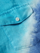 Canali - Grandad-Collar Tie-Dyed Linen Shirt - Blue