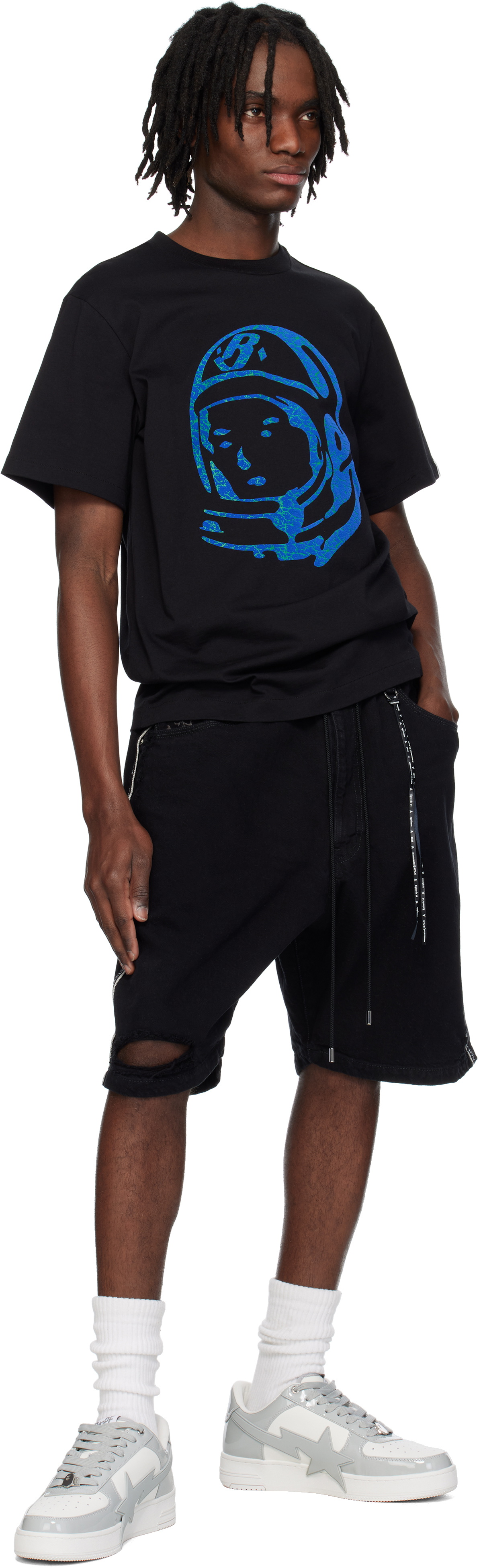 mastermind JAPAN Black Inside-Out Denim Shorts