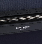SAINT LAURENT - City Leather-Trimmed Canvas Backpack - Blue