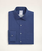 Brooks Brothers Men's Stretch Regent Regular-Fit Dress Shirt, Non-Iron Poplin Ainsley Collar Dot | Navy