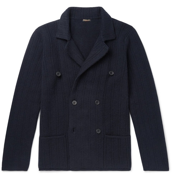 Photo: Rubinacci - Slim-Fit Double-Breasted Ribbed Cashmere Cardigan - Men - Navy