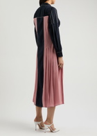 Lovebirds Colour-blocked Silk and Twill Midi Shirt Dress Navy