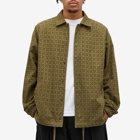 Merely Made Men's Floral Cutwork Coach Jacket in Olive Khaki