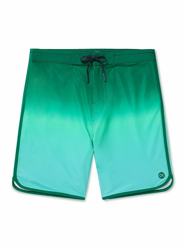 Photo: Outerknown - Tasty Scallop Mid-Length Printed Recycled-Shell Swim Shorts - Green