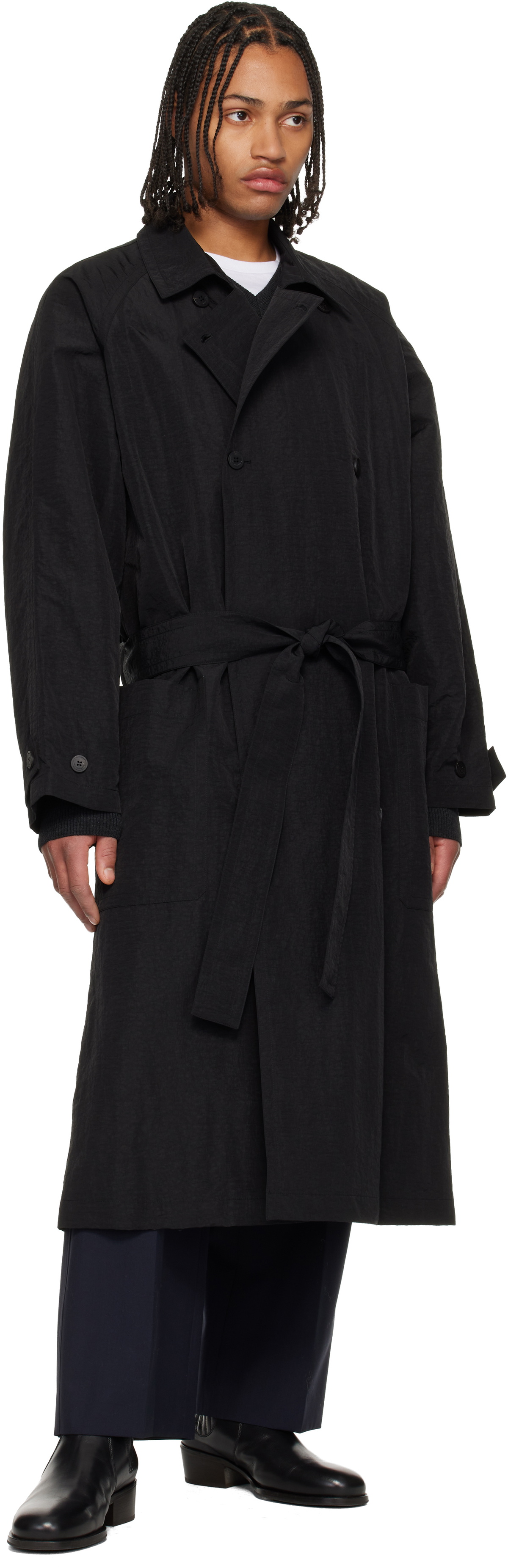 LE17SEPTEMBRE Navy Pleat Belted Trousers
