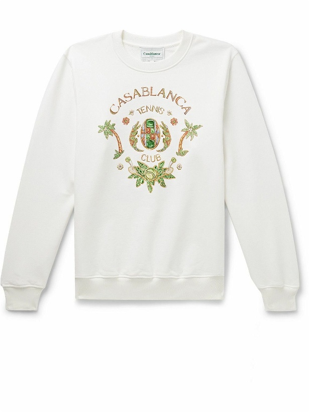 Photo: Casablanca - Joyaux D’Afrique Logo-Print Organic Cotton-Jersey Sweatshirt - White