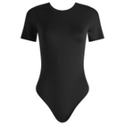 Good American Women's Scuba Crewneck Bodysuit in Black