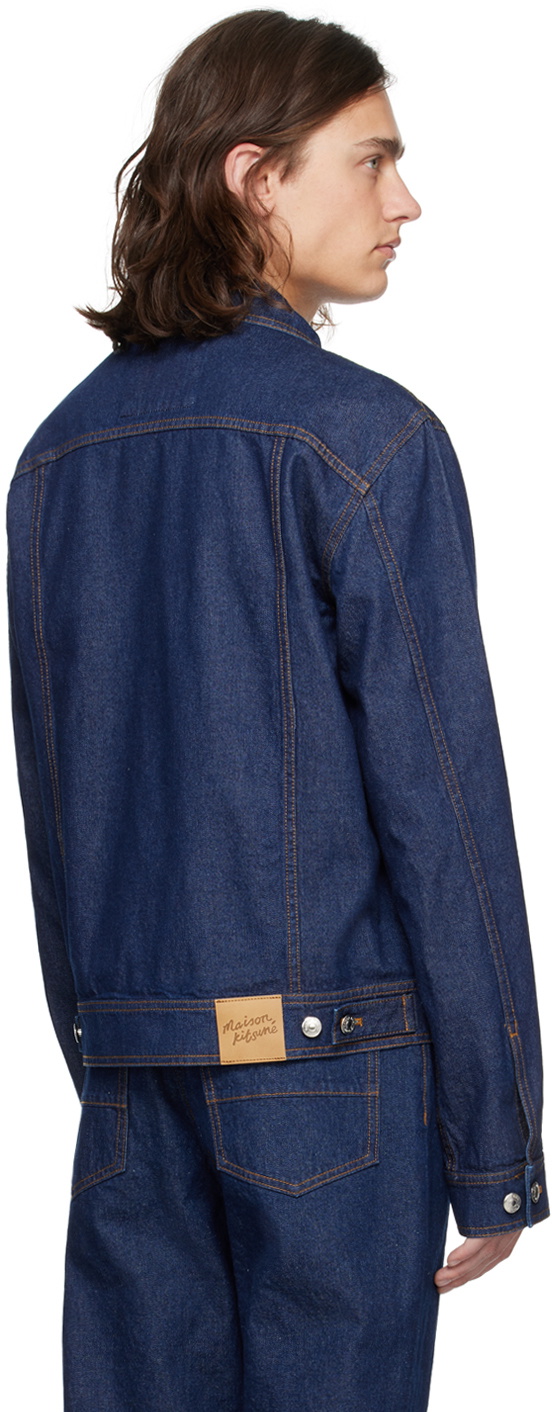 Maison Kitsuné Indigo Embroidered Denim Jacket