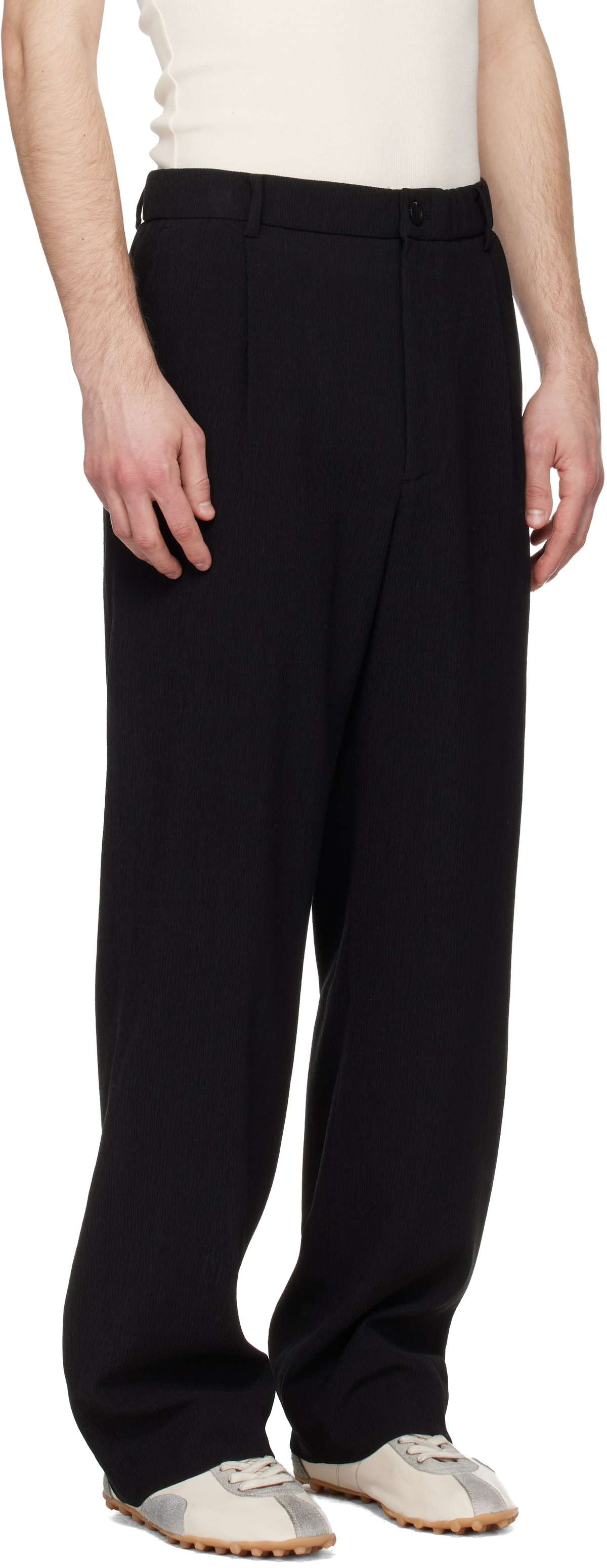 Solid Homme Black Pleated Trousers