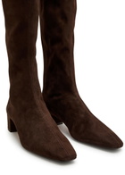 Aquazzura Saint Honore 35 Suede Knee-high Boots Dark Brown