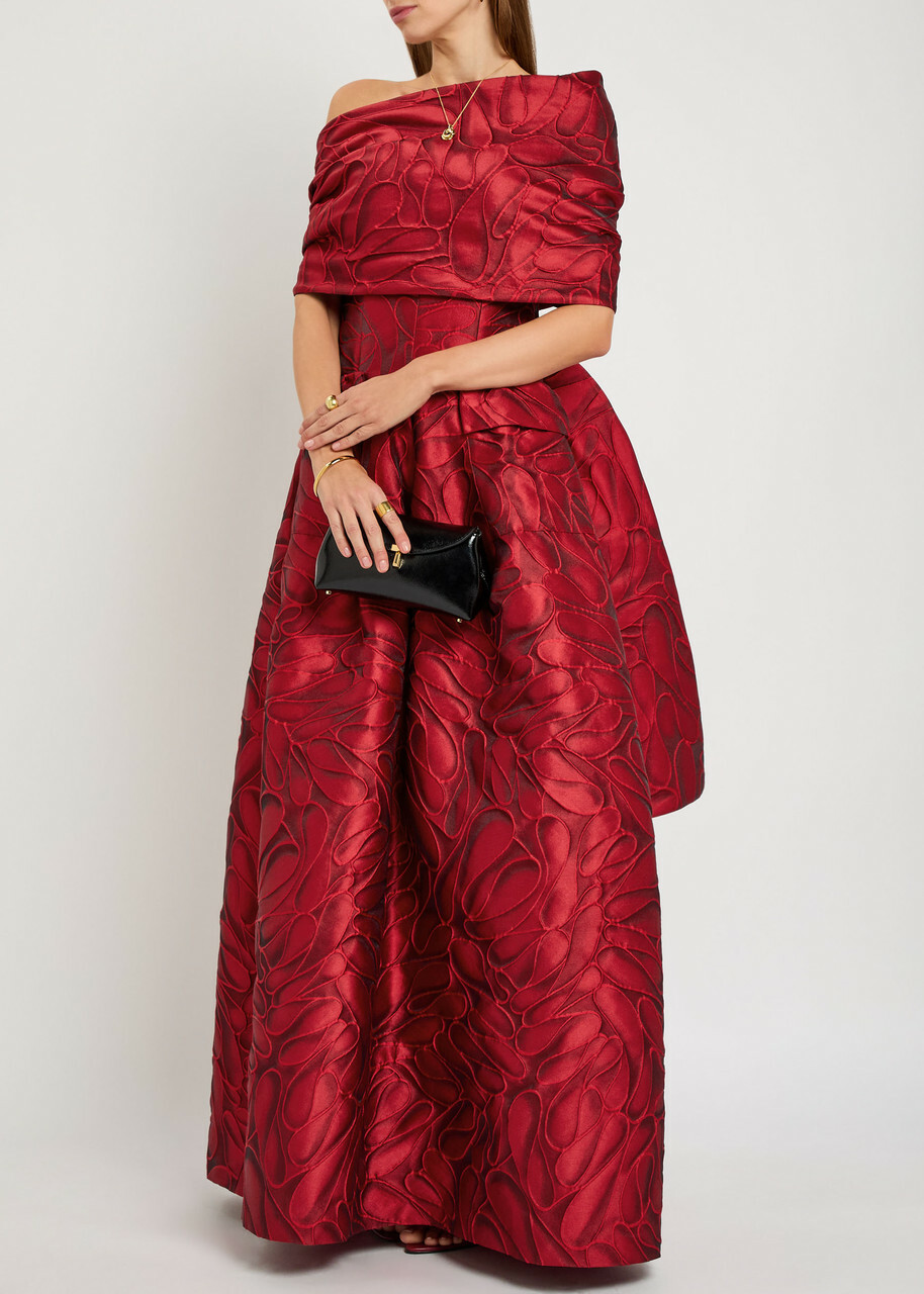 Talbot Runhof Patterned-jacquard Woven Stole - Red - One Size