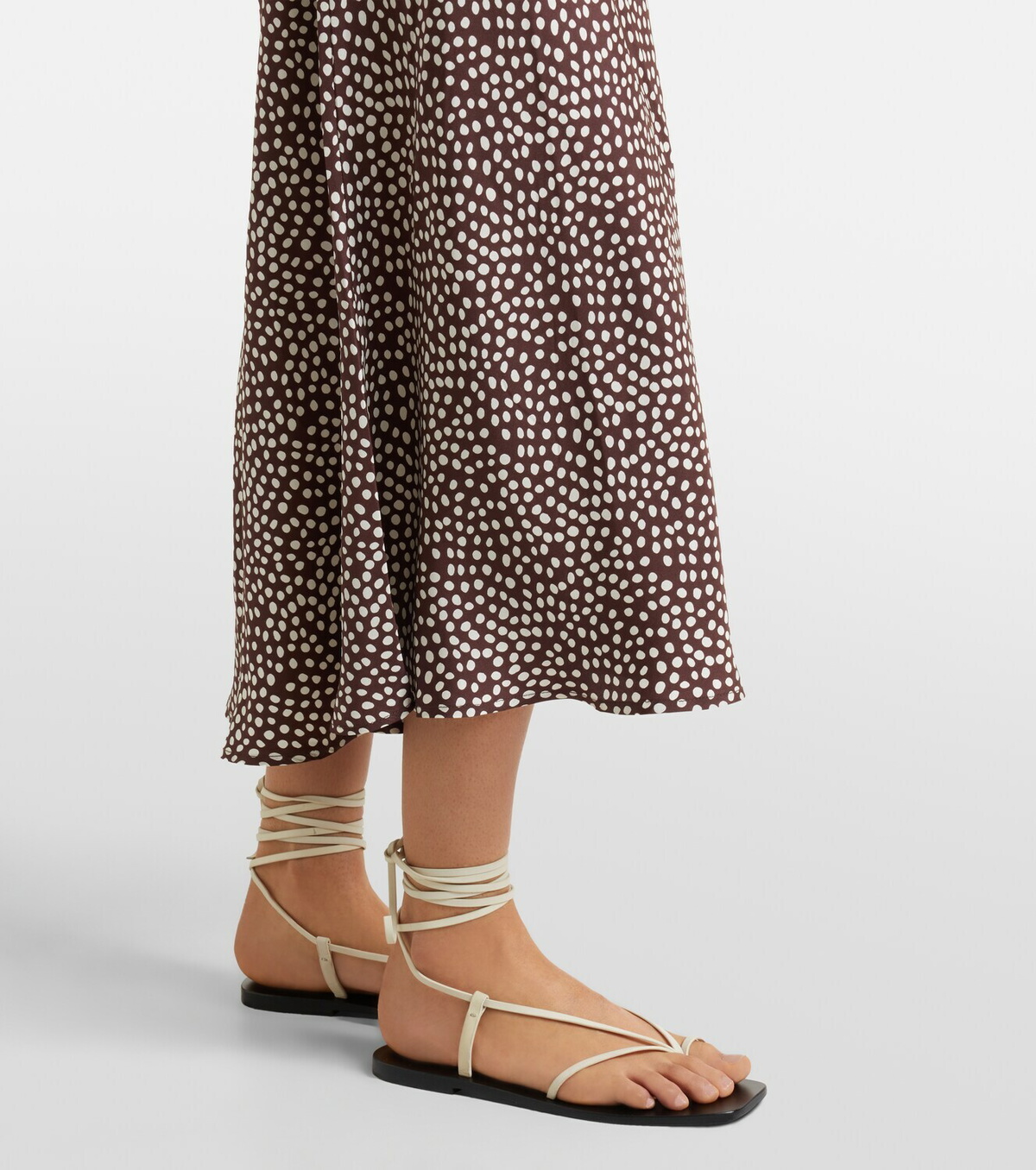 Asceno Provence polka-dot silk twill slip dress