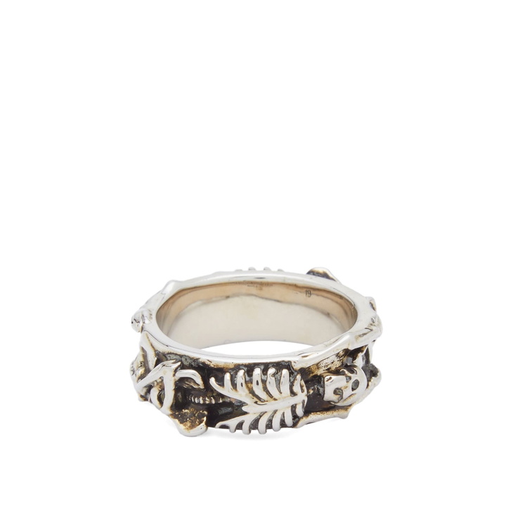 Photo: Alexander McQueen Men's Dancing Skeleton Ring in Antique Silver