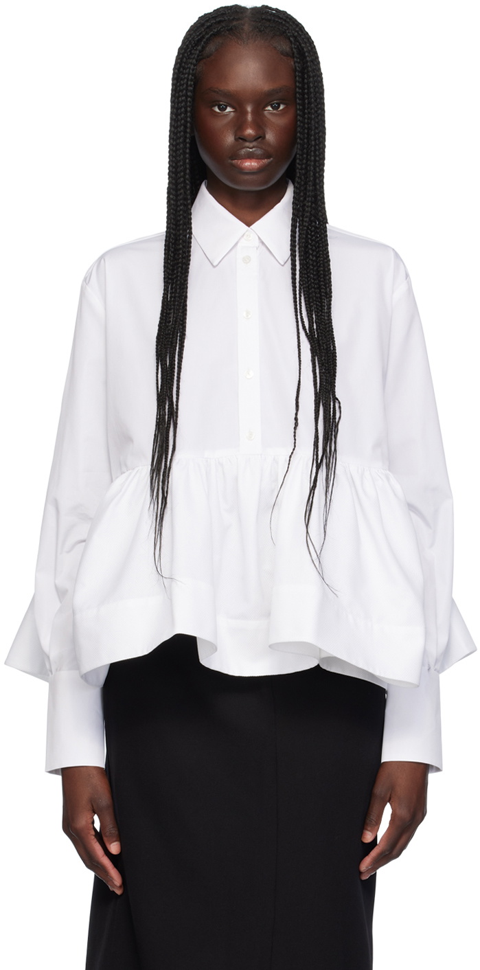 Erdem White Peplum Blouse