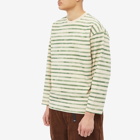 Pilgrim Surf + Supply Men's Julien Stripe Long Sleeve T-Shirt in Green Watercolour