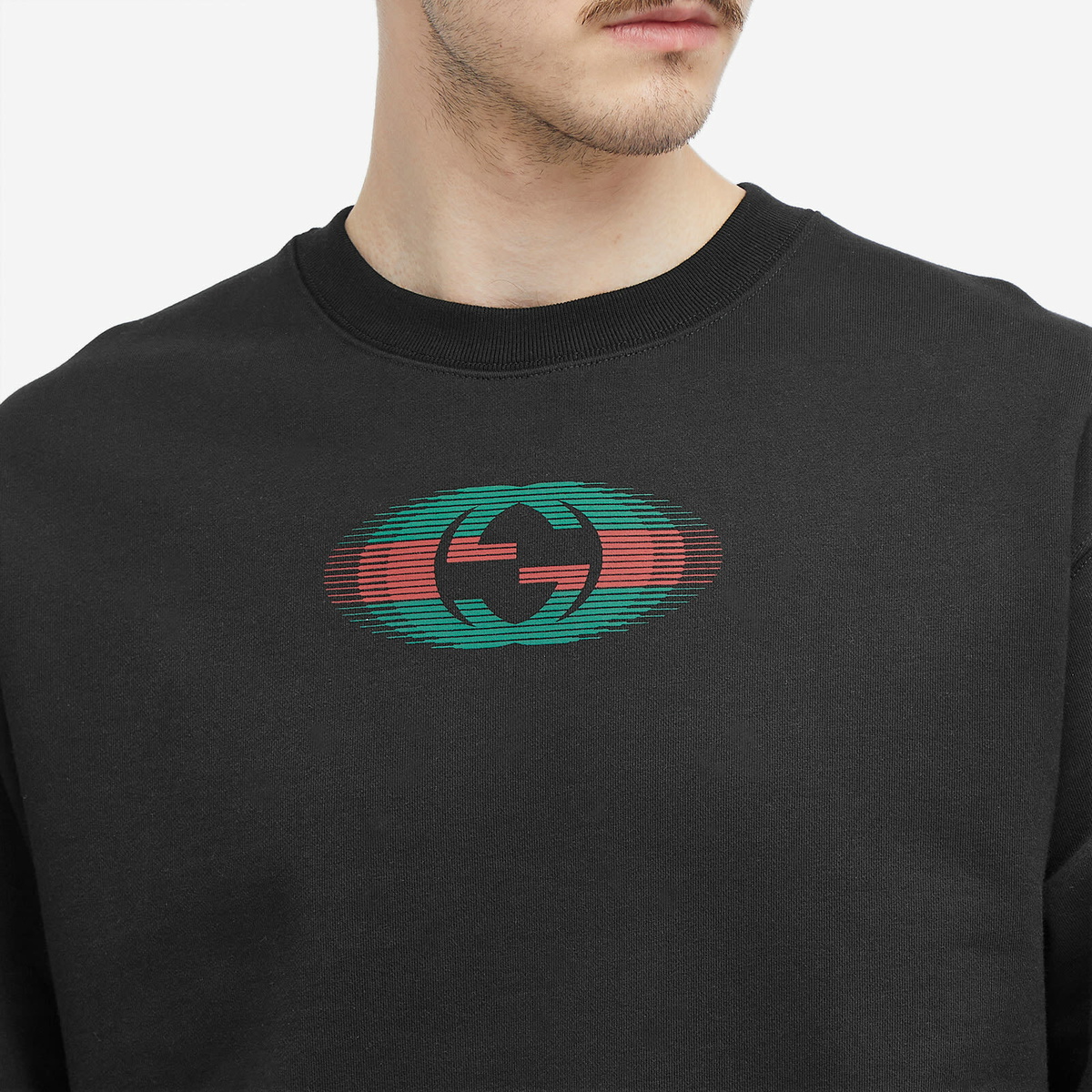 Gucci Men's Back Logo Crew Neck Sweatshirt in Black