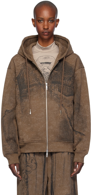 Photo: Feng Chen Wang Brown Deconstruction Printed Hoodie