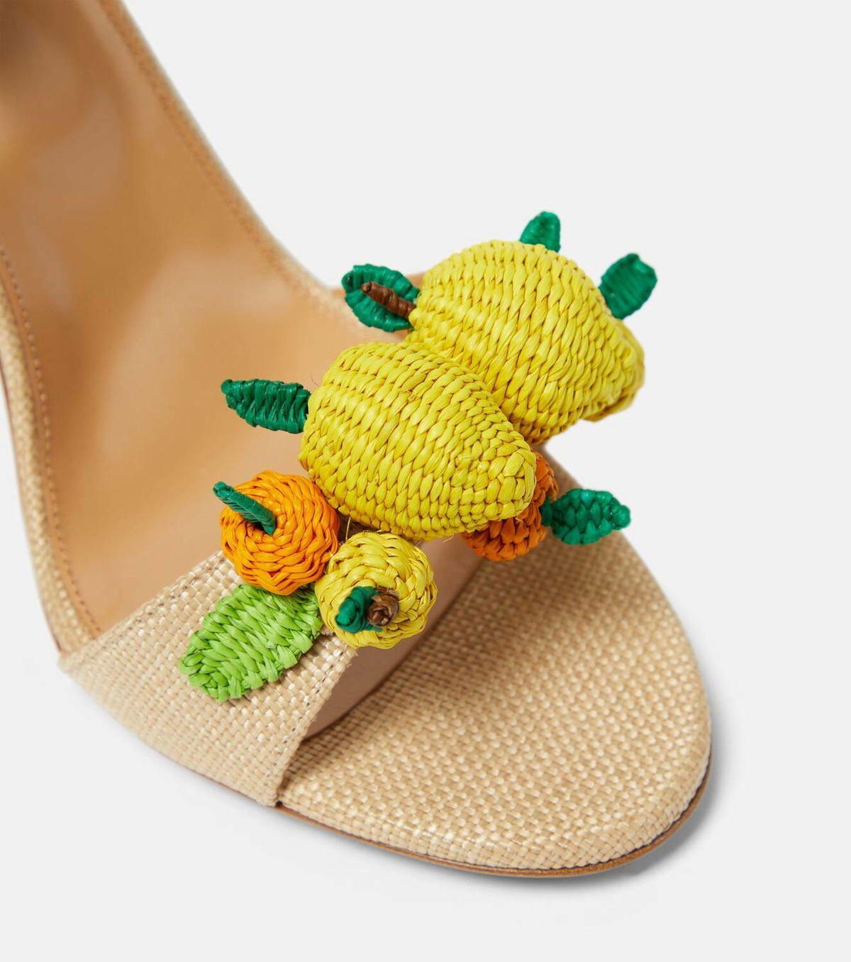 かわはら水草 Aquazzura Citrus Punch 105mm Raffia Sandals | Neutrals