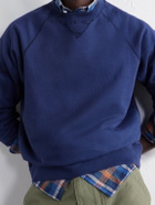 Drake's - Garment-Washed Cotton-Jersey Sweatshirt - Blue