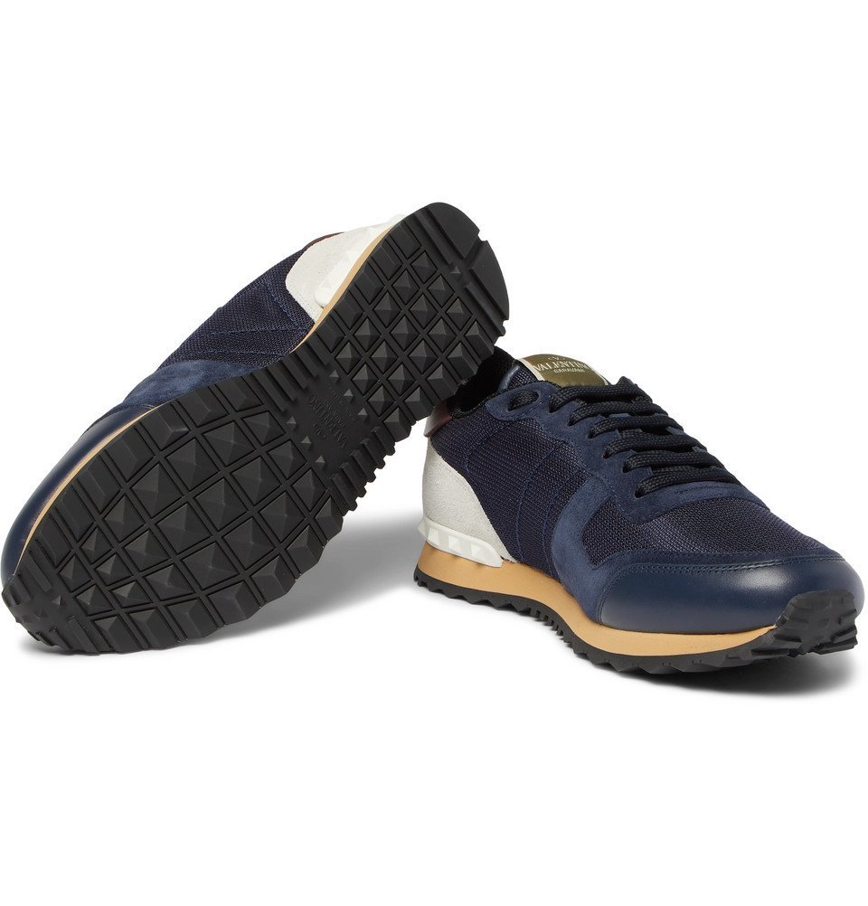 Valentino Garavani Navy, Burgundy & Light Blue Mesh Leather Runner Sneakers Valentino Garavani | Shoes | Valentino Sneakers | Poshmark main image 4