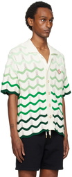 Casablanca White & Green Wavy Gradient Shirt