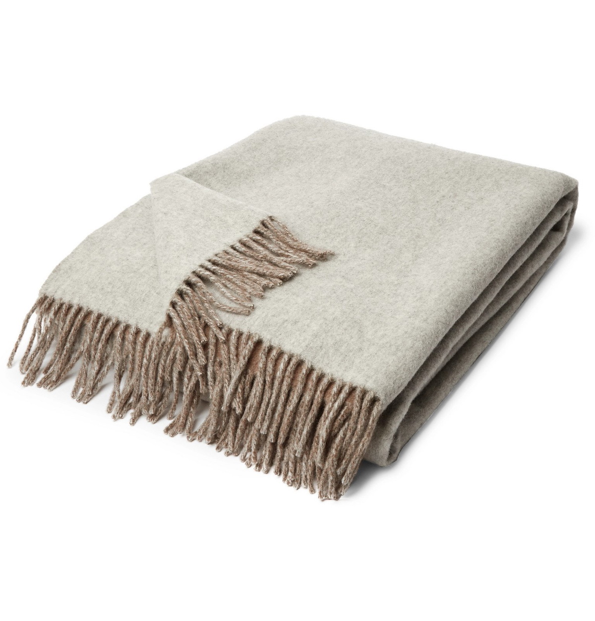 Brunello Cucinelli Fringed Cashmere Blanket Gray Brunello Cucinelli