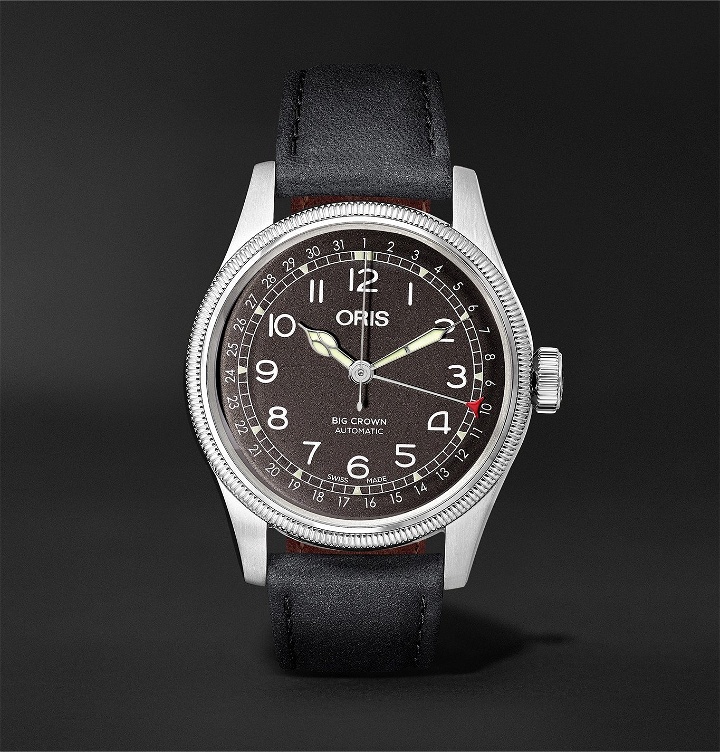 Photo: Oris - Big Crown Pointer Date Automatic 40mm Stainless Steel and Leather Watch - Black