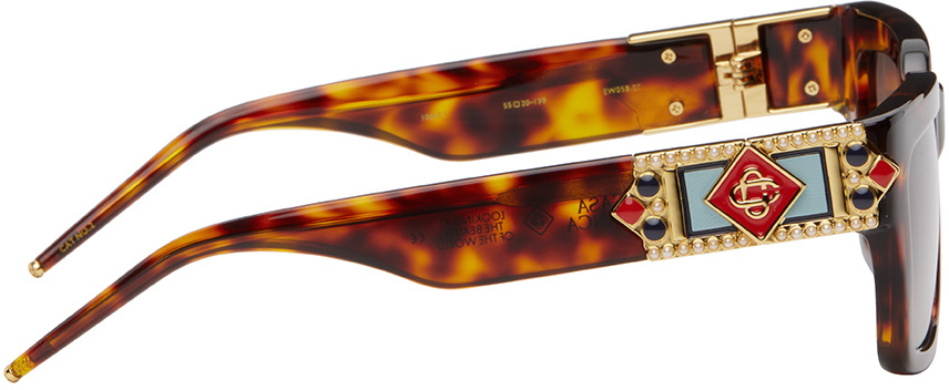 Casablanca Tortoiseshell Monogram Plaque Sunglasses
