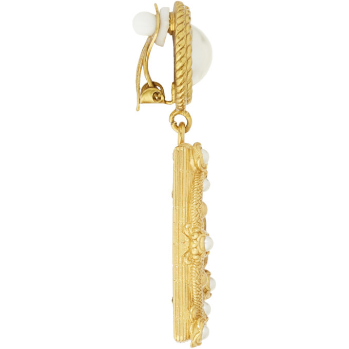 Dolce and Gabbana Gold DG Pearl Earrings